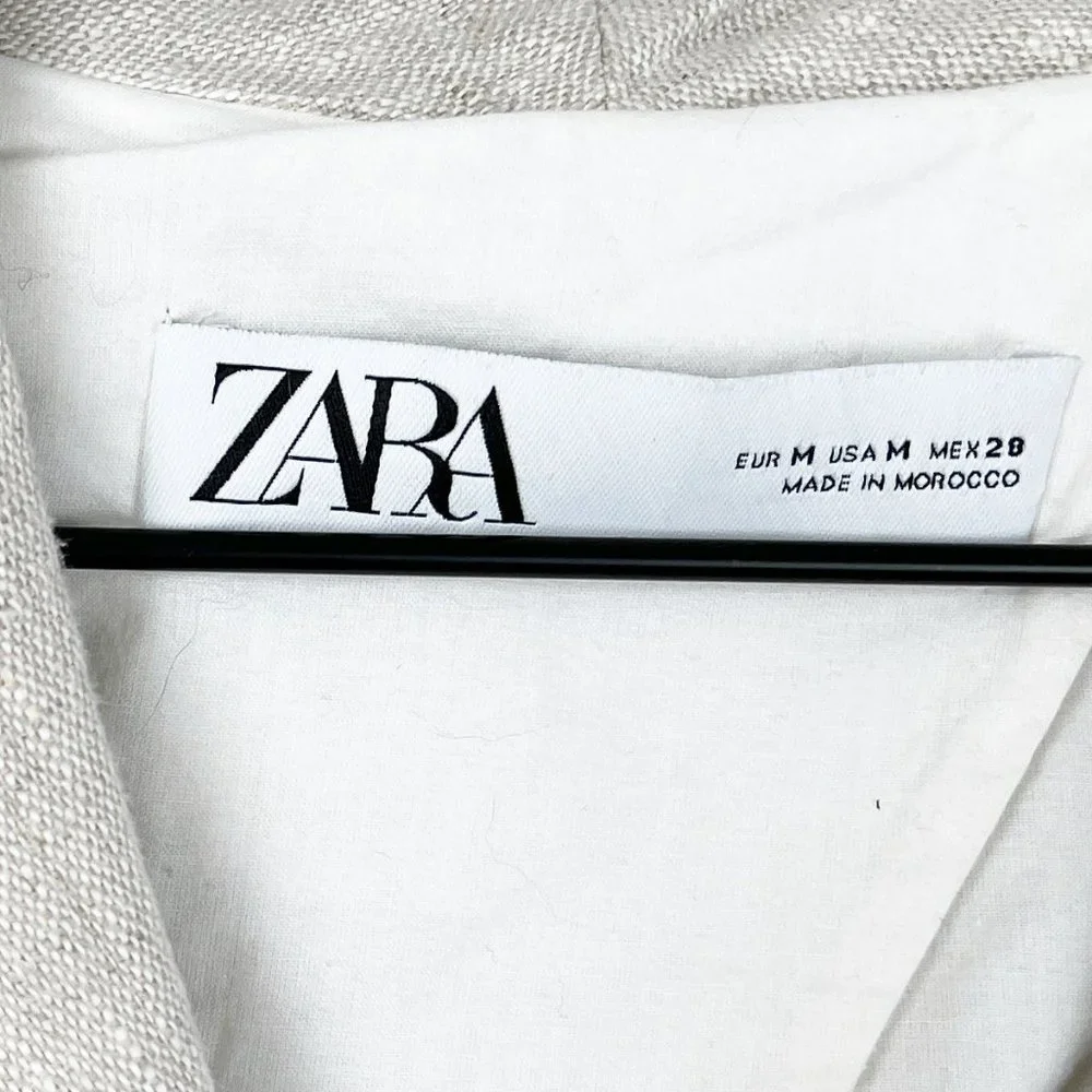 Zara Timeless Collection Linen Double Breasted Oversized Blazer Jacket Long Coat - Picture 4 of 6